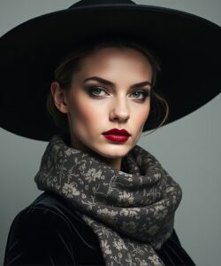 This-is-a-high-resolution-photograph-of-a-woman-with-a-striking-elegant-appearance-She-is-the-focal-point-of-the-image-which-has-a-minimalist-studio-like-setting-with-a-plain-light-gray-background