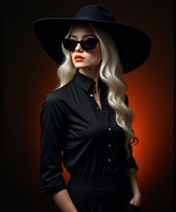 This-is-a-highly-detailed-digitally-rendered-image-of-a-woman-standing-against-a-dark-background-with-a-gradient-of-red-and-black-hues-She-is-positioned-in-profile-facing-slightly-to-the-left-with-her