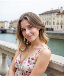 a-young-woman-standing-on-a-stone-balcony-overlooking-a-serene-river-She-has-light-brown-shoulder-length-hair-and-a-fair-complexion-Her-facial-features-are-delicate-with-a-small-nose
