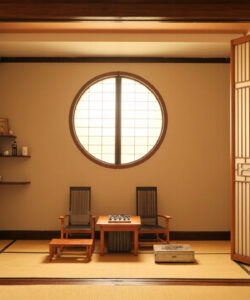 photo-medium-sfw-no-humans-interior-traditional-japanese-room-go-board-go-pieces-window-sliding-doors-wooden-furniture