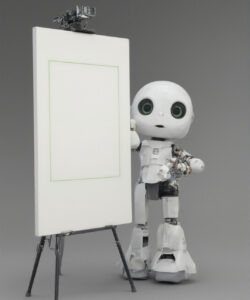 robot-sfw-grey-background-3d-no_humans-simple-background-full-body-green-eyes-grey-theme-white-theme-standing-solo-original