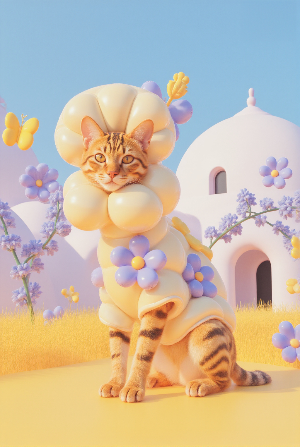 3D Tiger Anthro Yellow Eyed Feline Butterfly Flower Fantasy Animal SFW Art Whiskers