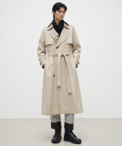 Asian Street Style Trench Coat Black Scarf Boots