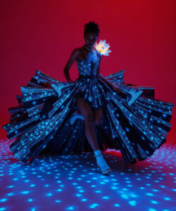 Aurora Glow Gown Multicolor Light Up Dress With Luminous Crystal Shoulders