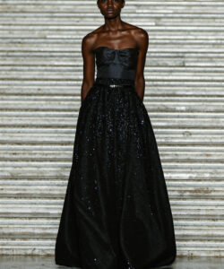 Black Gown Strapless Top Formal Wear Sequins Elegant Evening Dress Red Carpet
