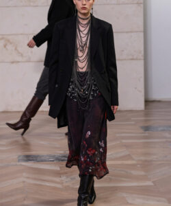 Blazer Floral Skirt Layered Necklaces Edgy Chic Dark Academia Unique Style