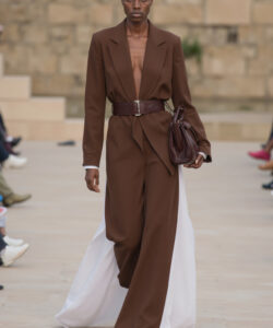 Brown Jumpsuit Wide Belt Unique Design Fashion Runway Elegant Minimalist Modern
