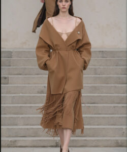 Camel Coat Fringe Skirt Fashion Runway Elegant Fall Fashion Stylish Chic Womens Fashion
