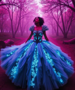 Candy Cloud Dream Gown Pink Blue Ruffled Dress With Glowing Layers Volume