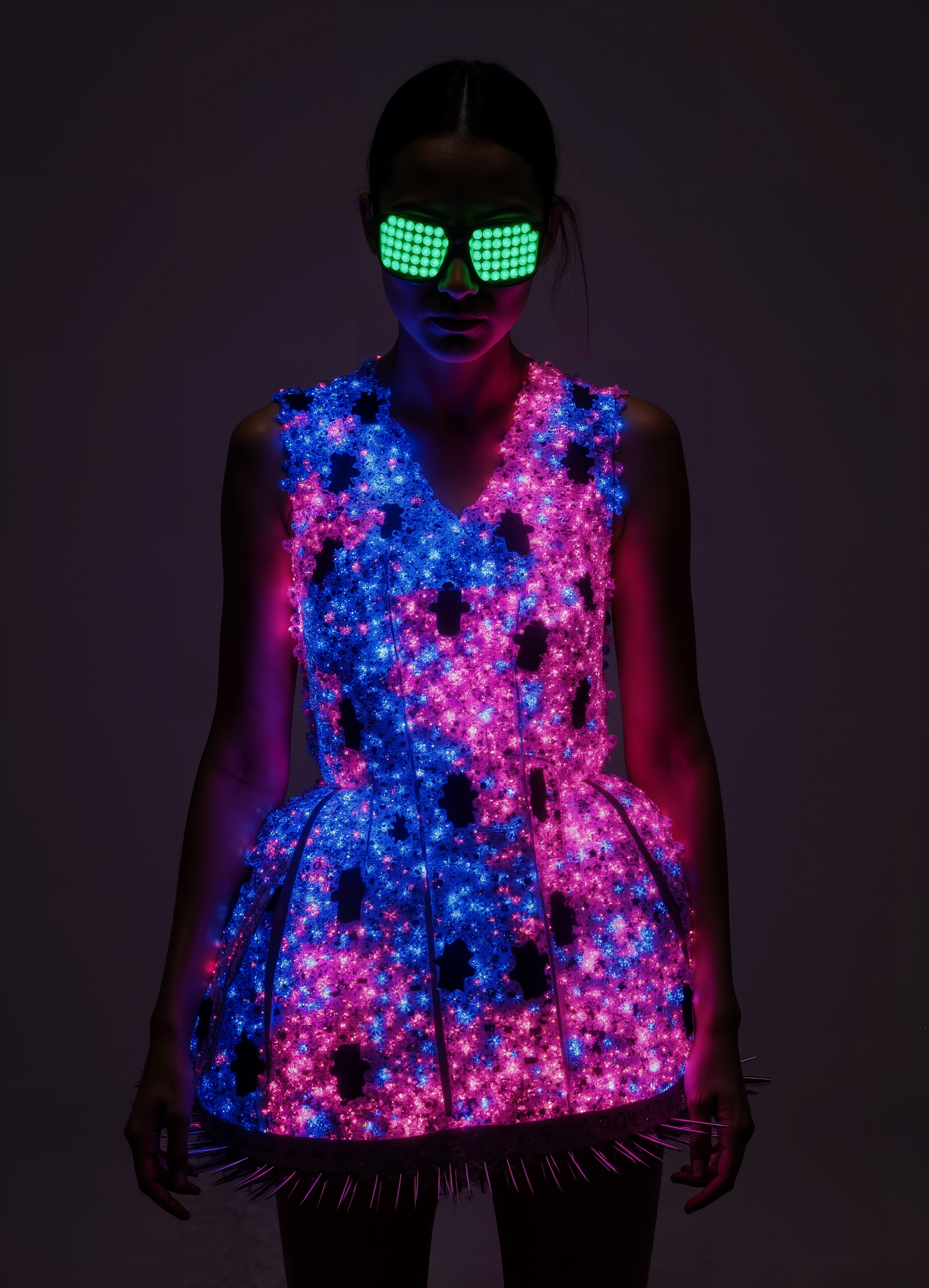 Electric Blue Pink Light Up Mini With LED Glasses