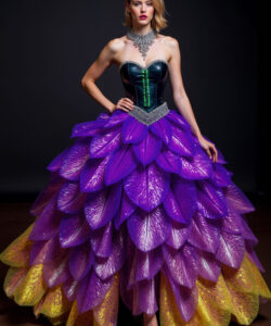 Electric Wing Gown Shimmering Blue Dress With A Bright Light Up Wing