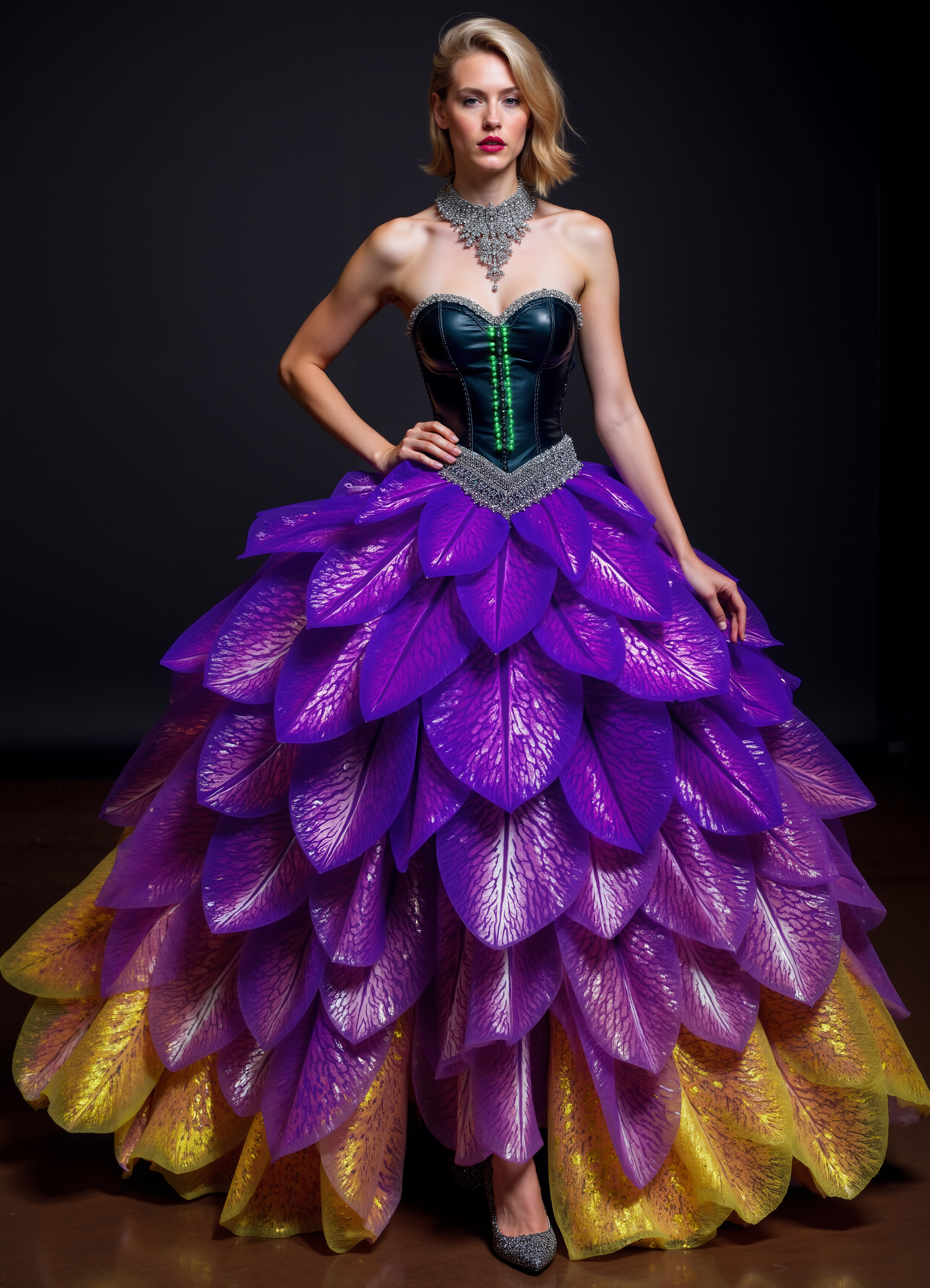 Electric Wing Gown Shimmering Blue Dress With A Bright Light Up Wing
