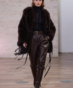 Faux Fur Coat Leather Pants Turtleneck Winter Fashion Elegant Warm Stylish