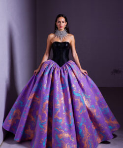 Icy Lumina Gown Glowing Blue Dress With Textured Shoulders In A Winter Wonderland