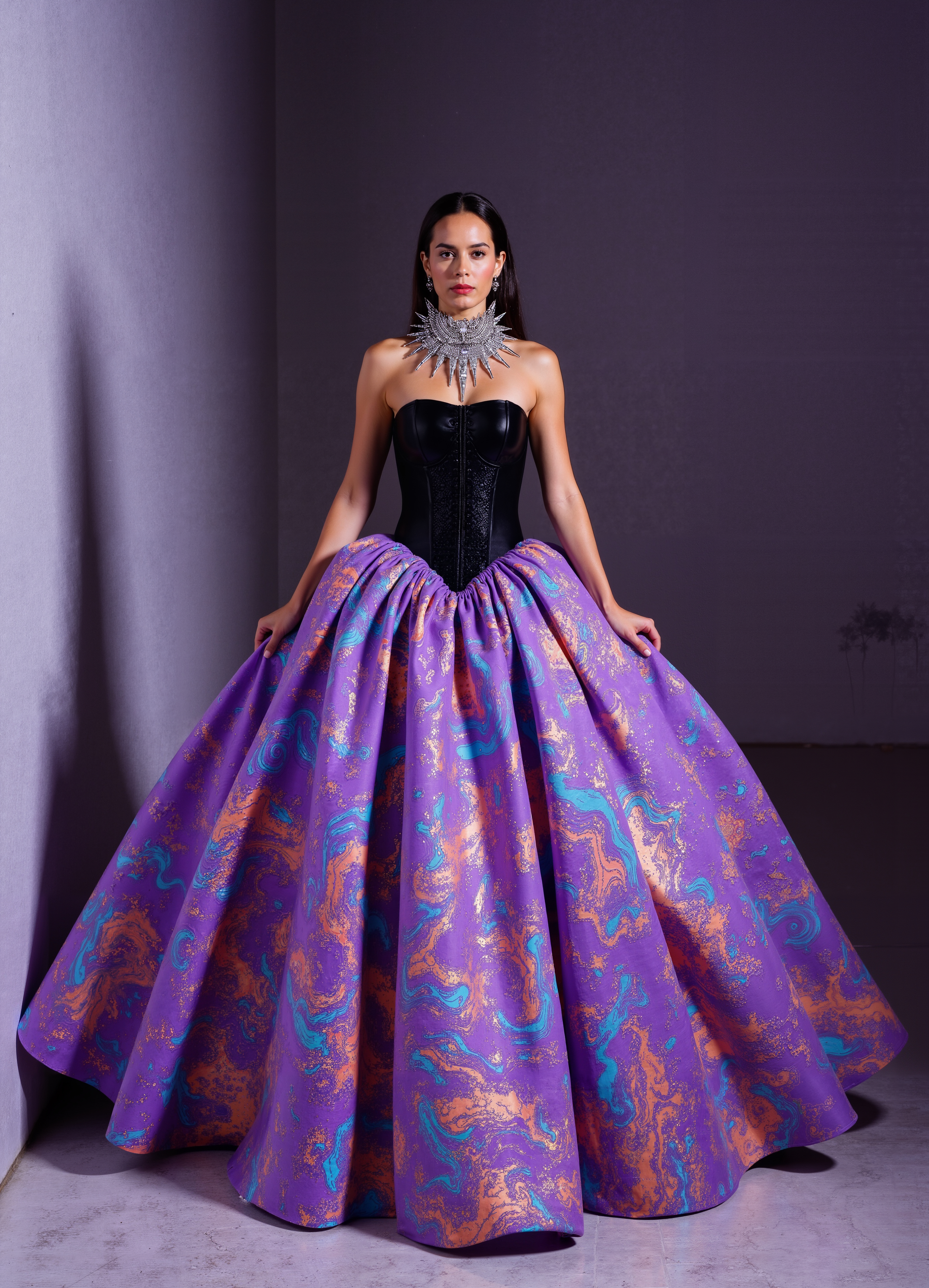 Icy Lumina Gown Glowing Blue Dress With Textured Shoulders In A Winter Wonderland