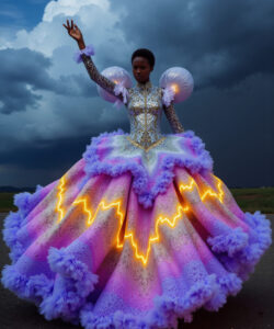 Luminous Frost Gown White Dress With Glowing Blue Pink Ice Shoulders 1