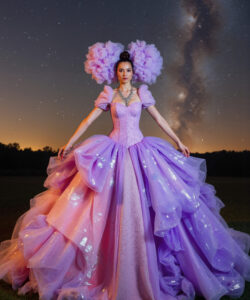 Luminous Frost Gown White Light Up Dress With Textured Shoulders Blue Glow 1