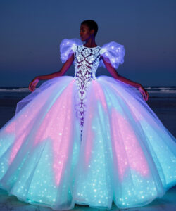 Luminous Frost Queen White Gown With Blue Lights Sculpted Snowy Shoulders 1