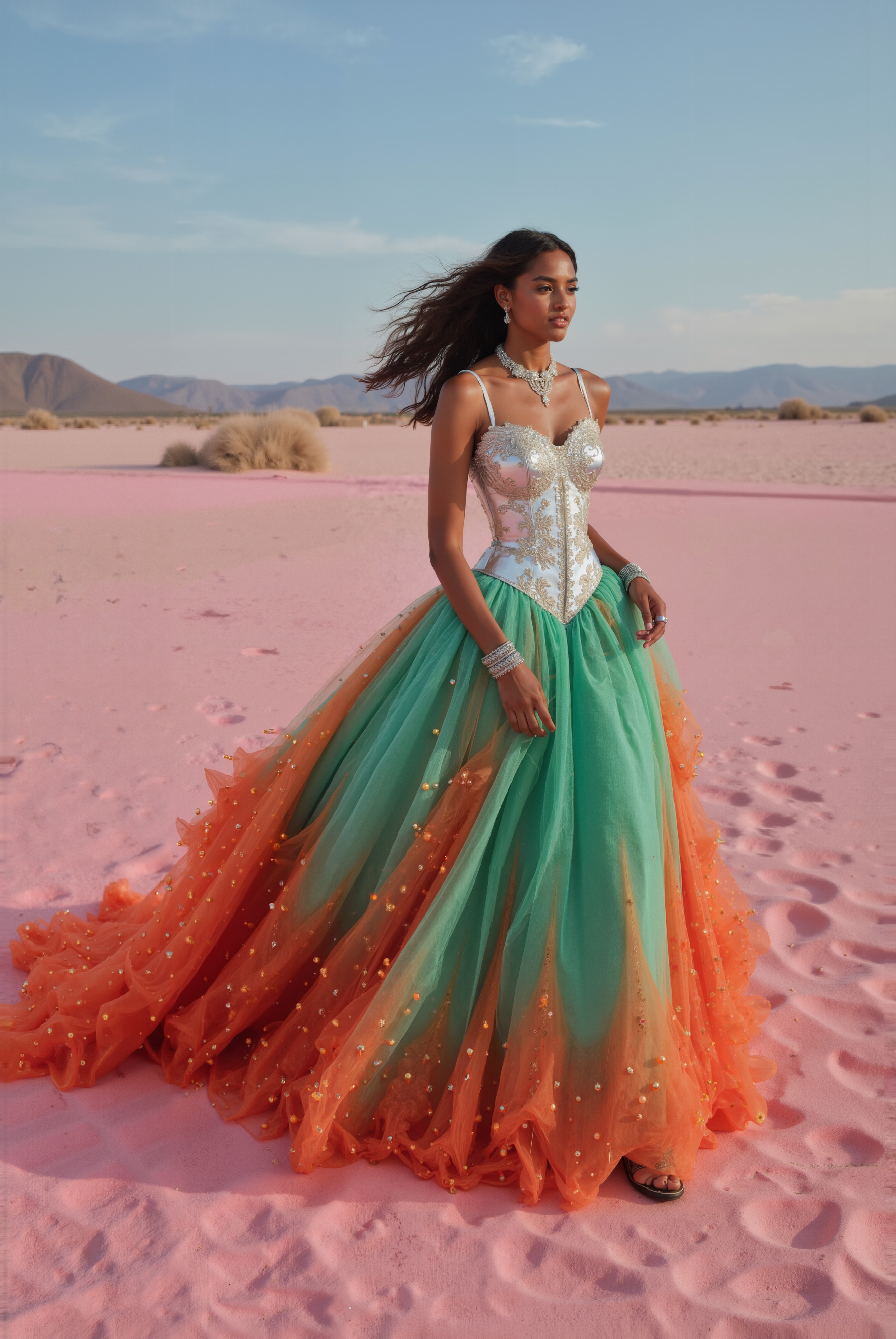 Luminous Ice Empress White Gown With Glowing Multicolor Shoulders 2
