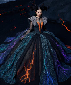 Luminous Ice Empress White Gown With Glowing Multicolor Shoulders 3