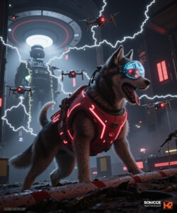 Canid Tongue Tongue Out Cybernetics Canis Cyberpunk Anthro Canine Mammal Sfw Solo 3d Artwork Male Undertale Series Undertale